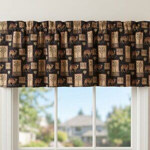 Custom Curtain Valances Camel Desert Tropical Theme Palm Trees Gold Black PAIR